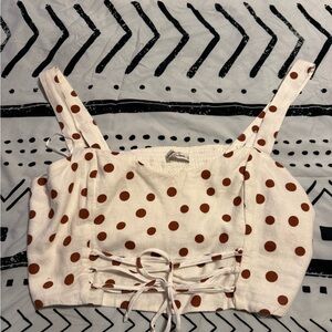 Abercrombie and Fitch Polka Dot Crop Top with Tie Detail